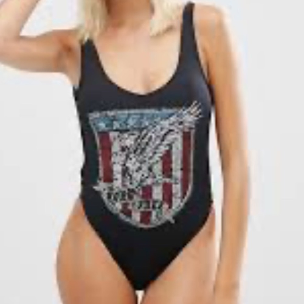 Black one piece bathing suit